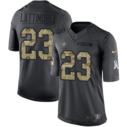 Nike Saints #23 Marshon Lattimore Black Men's Stitched NFL Limited 2016 Salute To Service Jersey